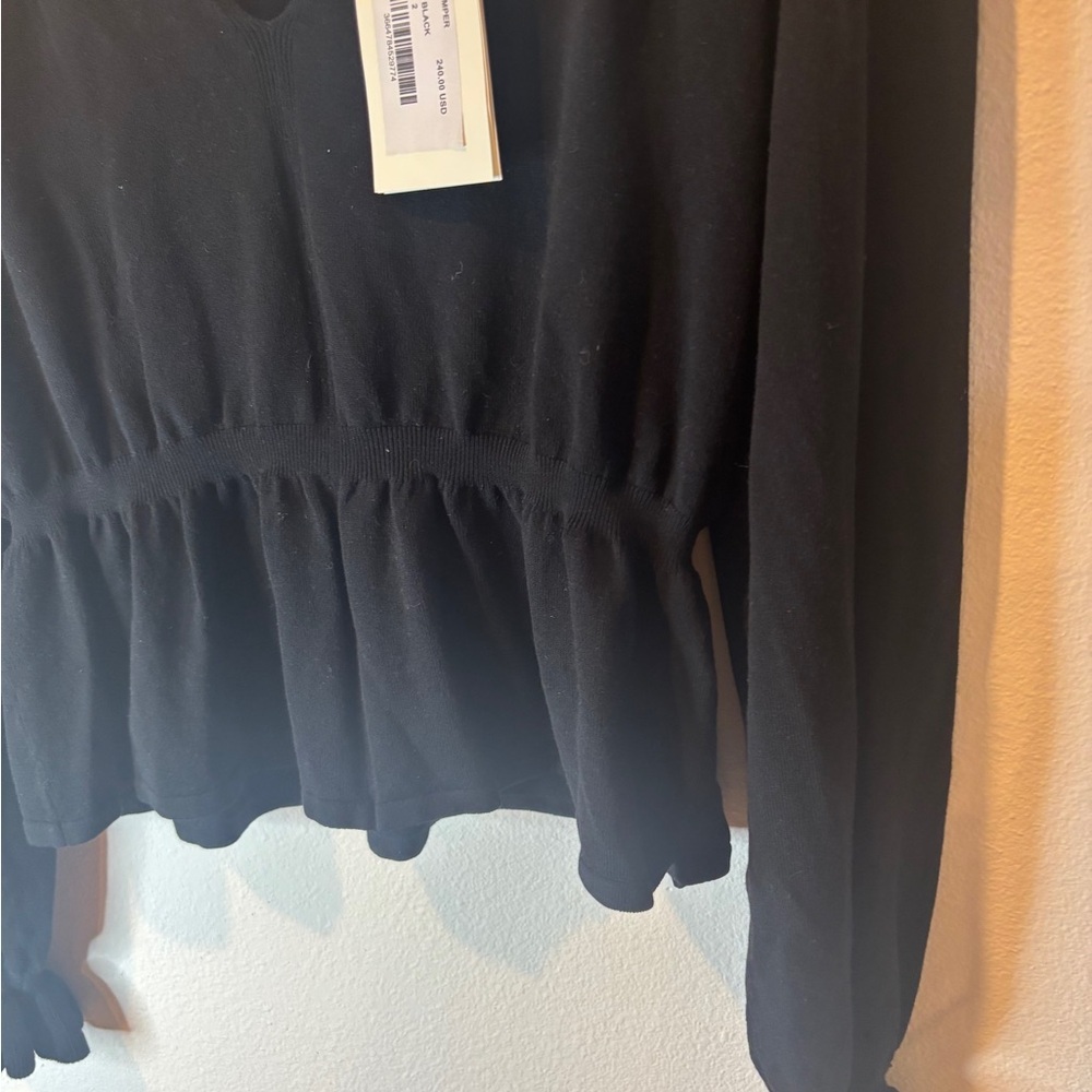 ba&sh Black Ruffled V-Neck Blouse - Picture 5 of 9